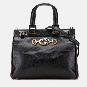 Gucci Black Small Grained Calfskin Zumi Top Handle Bag, Satchels - Luxury Closet catalog