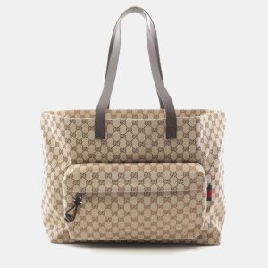 Gucci GG Large Beige/Brown Canvas Leather Tote Bag, Tote Handbags - Luxury Closet catalog
