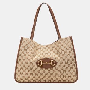 Gucci Beige/Brown Medium GG Canvas Horsebit 1955 Tote, Tote Handbags - Luxury Closet catalog