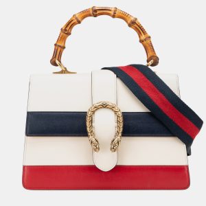 Gucci White Medium Leather Bamboo Dionysus Web Satchel, Satchels - Luxury Closet catalog