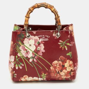 Gucci Multicolor Blooms Print Leather Mini Bamboo Tote, Tote Handbags - Luxury Closet catalog