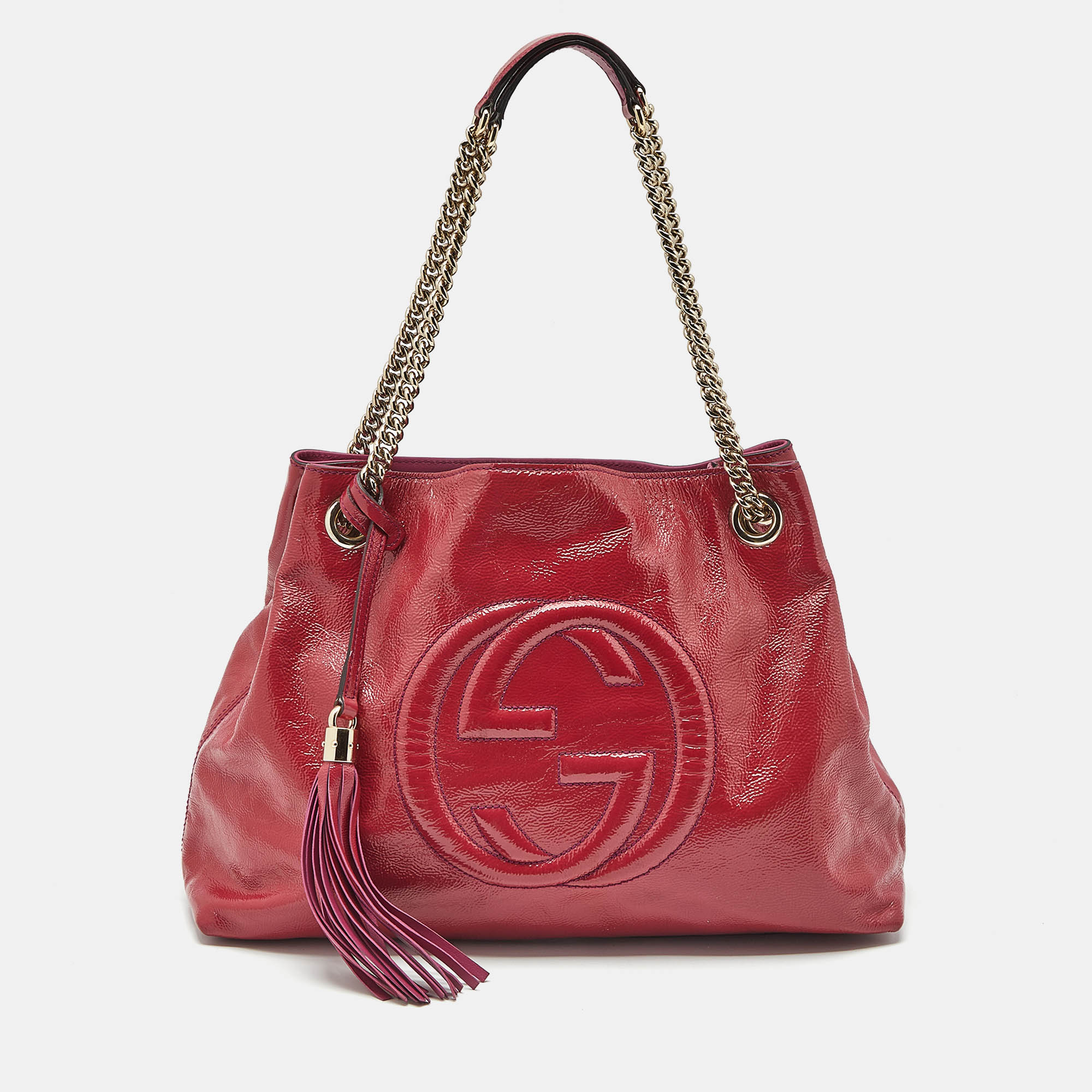 Gucci Pink Patent Leather Medium Soho Chain Tote, Tote Handbags - Luxury Closet catalog