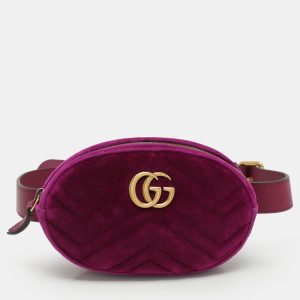 Gucci Purple Matelass&eacute; Velvet Mini GG Marmont Belt Bag, Handbags - Luxury Closet catalog