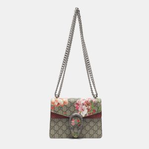 Gucci Beige/Maroon GG Supreme Blooms Canvas and Suede Mini Dionysus Shoulder Bag, Shoulder Bags - Luxury Closet catalog