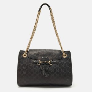 Gucci Black Guccissima Leather Large Emily Chain Shoulder Bag, Shoulder Bags - Luxury Closet catalog