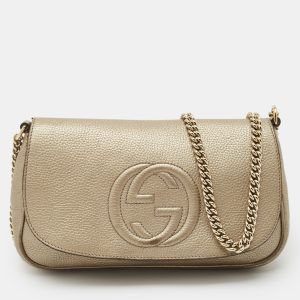 Gucci Beige Leather Soho Flap Chain Shoulder Bag, Shoulder Bags - Luxury Closet catalog