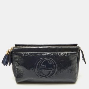 Gucci Navy Blue Patent Leather Soho Cosmetic Pouch Clutch, Clutches & Special Occasion Bags - Luxury Closet catalog