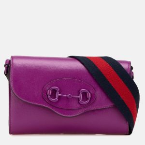 Gucci Purple Mini Leather Horsebit 1955 Web Crossbody, Shoulder Bags - Luxury Closet catalog