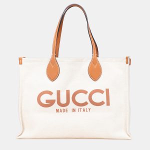 Gucci Brown White Large Canvas Logo Tote, Tote Handbags - Luxury Closet catalog