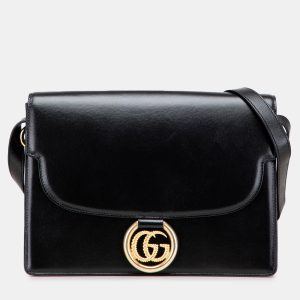 Gucci Black Medium Textured Calfskin GG Torchon Ring Crossbody Bag, Shoulder Bags - Luxury Closet catalog
