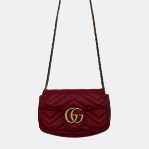 Gucci Marmont Super Mini GG Red Leather Crossbody Bag, Handbags - Luxury Closet catalog