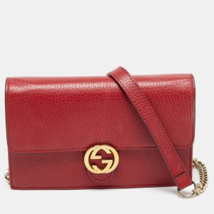 Gucci Red Leather Interlocking G Dollar Chain Wallet, Wallets & Money Clips - Luxury Closet catalog