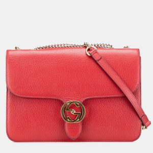 Gucci Red Medium Dollar Calfskin Interlocking G Crossbody, Shoulder Bags - Luxury Closet catalog