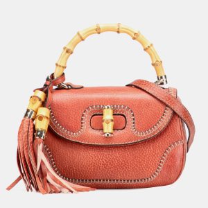 Gucci Red Small Leather New Bamboo Satchel, Satchels - Luxury Closet catalog