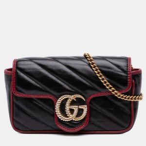 Gucci Black Super Mini GG Marmont Matelasse Leather Torchon Flap Crossbody, Shoulder Bags - Luxury Closet catalog