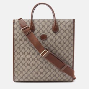 Gucci Brown Medium GG Supreme Interlocking G Tote, Satchels - Luxury Closet catalog