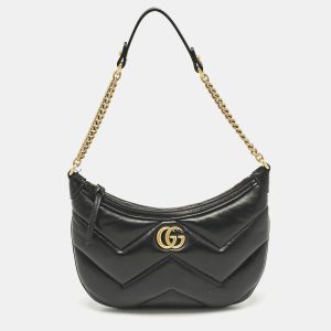 Gucci Black Matelassé Leather GG Marmont Zip Hobo, Shoulder Bags - Luxury Closet catalog