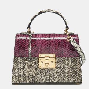 Gucci Beige/Magenta Python Small Padlock Top Handle Bag, Satchels - Luxury Closet catalog