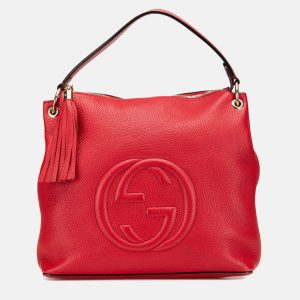 Gucci Red Large Pebbled Calfskin Soho Convertible Hobo, Satchels - Luxury Closet catalog