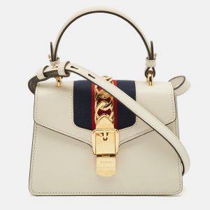 Gucci Off White Leather Mini Web Sylvie Top Handle Bag, Satchels - Luxury Closet catalog
