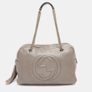 Gucci Metallic Beige Leather Large Soho Chain Bag, Satchels - Luxury Closet catalog