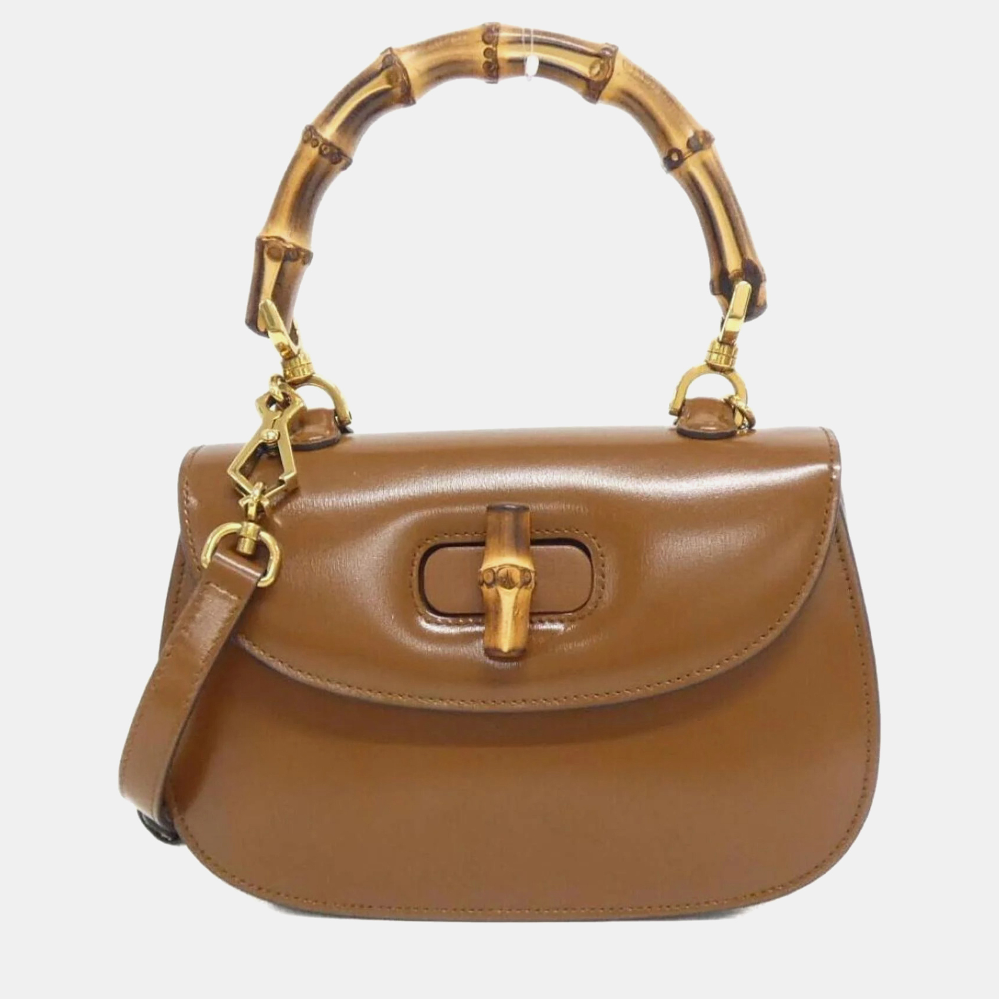 Gucci Bamboo 1947 Brown Leather Handbag, Satchels - Luxury Closet catalog