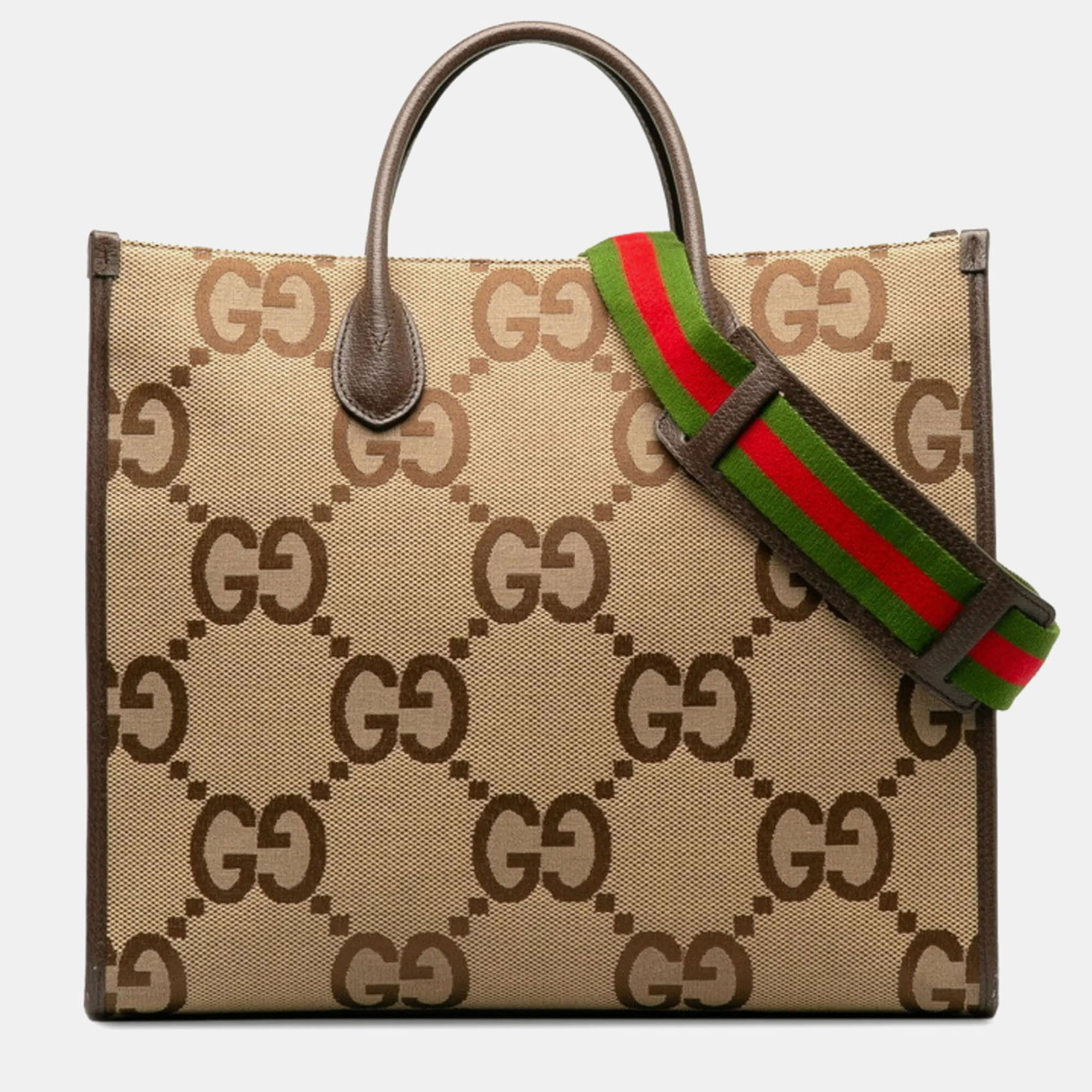 Gucci Jumbo GG Beige Multicolor Canvas Leather Tote Bag, Tote Handbags - Luxury Closet catalog