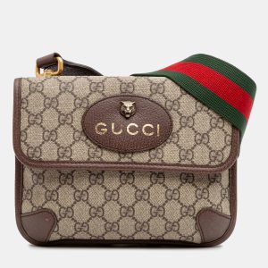 Gucci Beige Small GG Supreme Web Neo Vintage Double Flap Messenger Bag, Shoulder Bags - Luxury Closet catalog