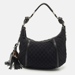 Gucci Black GG Neoprene and Leather Techno Horsebit Hobo, Shoulder Bags - Luxury Closet catalog