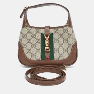 Gucci Beige Brown Canvas and Leather Jackie 1961 Mini Hobo Bag, Shoulder Bags - Luxury Closet catalog
