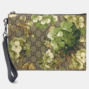 Gucci Beige Green Coated canvas Supreme Bloom Pouch, Wallets & Money Clips - Luxury Closet catalog