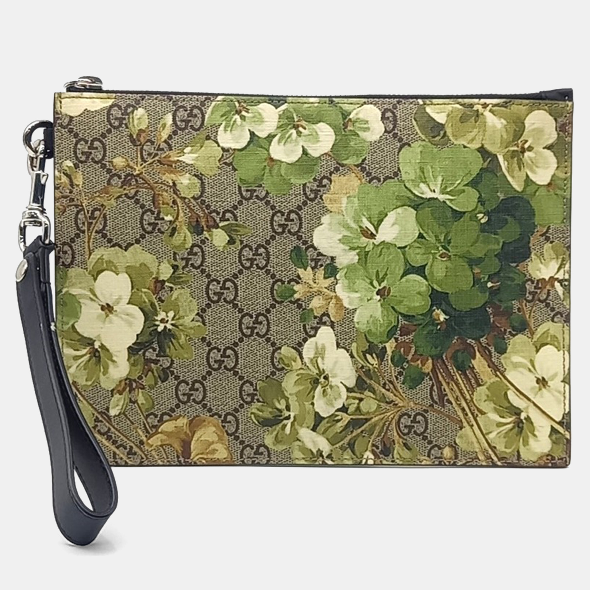 Gucci Beige Green Coated canvas Supreme Bloom Pouch, Wallets & Money Clips - Luxury Closet catalog