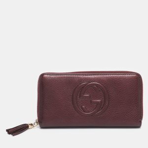 Gucci Burgundy Leather Soho Zip Around Wallet, Wallets & Money Clips - Luxury Closet catalog