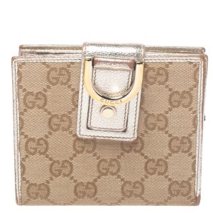 Gucci Beige/Metallic Gold GG Canvas Abbey D Ring Compact Wallet, Wallets & Money Clips - Luxury Closet catalog