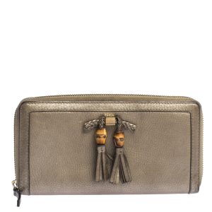 Gucci Gold Leather Bamboo Tassel Bow Zip Around Wallet, Wallets & Money Clips - Luxury Closet catalog
