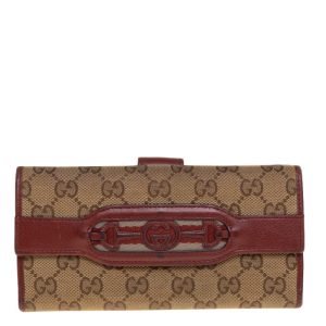 Gucci Beige/Copper GG Canvas and Leather Flap Continental Wallet, Wallets & Money Clips - Luxury Closet catalog