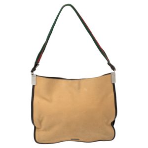 Gucci Khaki Brown Canvas and Leather Trim Web Detail Hobo, Shoulder Bags - Luxury Closet catalog