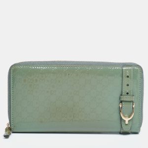 Gucci Green Microguccissima Patent Leather Zip Around Wallet, Wallets & Money Clips - Luxury Closet catalog