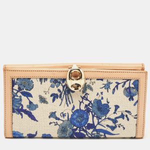 Gucci Blue/Beige Floral Print Canvas and Leather Wave Continental Wallet, Wallets & Money Clips - Luxury Closet catalog