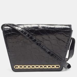 Gucci Black Crocodile Leather Interlocking GG Flap Crossbody Bag, Handbags - Luxury Closet catalog