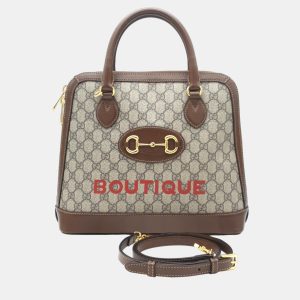 Gucci Brown GG Canvas 1955 Horsebit Medium Top Handle Bag, Satchels - Luxury Closet catalog