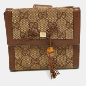 Gucci Brown/Beige GG Canvas and Leather Bamboo Tassel Compact Wallet, Wallets & Money Clips - Luxury Closet catalog