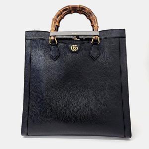 Gucci Black Leather Large Diana Tote Bag, Tote Handbags - Luxury Closet catalog