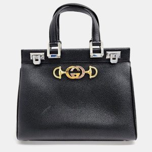 Gucci Black Leather Zumi Top Handle Small Bag, Tote Handbags - Luxury Closet catalog