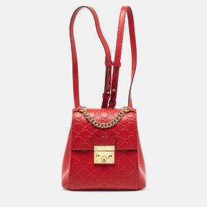 Gucci Red Guccissima Leather Padlock Backpack, Backpacks - Luxury Closet catalog