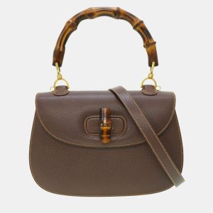 Gucci Brown Leather Bamboo 1947 Top Handle Bag, Satchels - Luxury Closet catalog