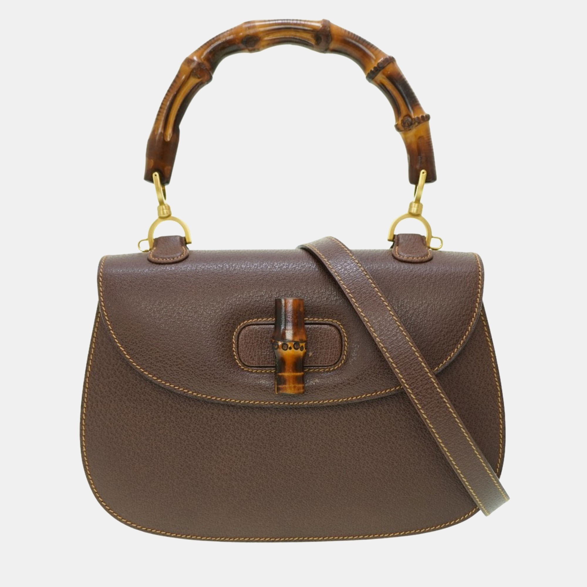 Gucci Brown Leather Bamboo 1947 Top Handle Bag, Satchels - Luxury Closet catalog