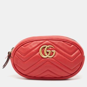 Gucci Red Matelassé Leather Mini GG Marmont Belt Bag, Handbags - Luxury Closet catalog