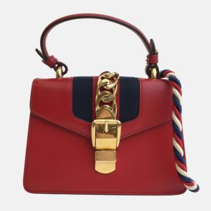 Gucci Red Leather Mini Sylvie Shoulder Bag, Shoulder Bags - Luxury Closet catalog