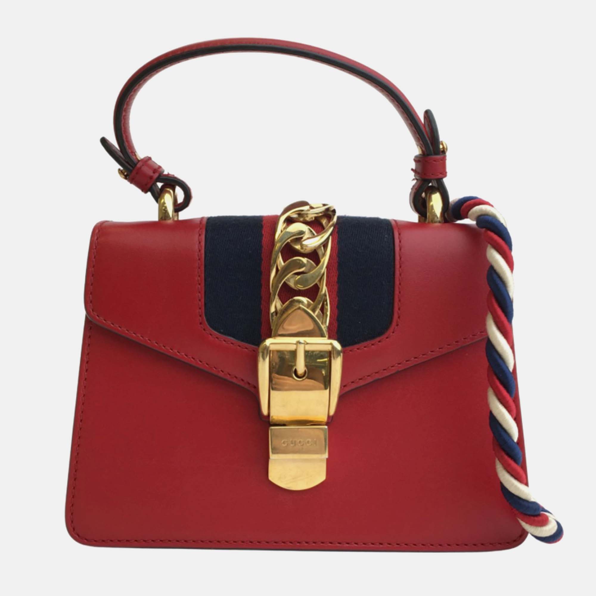Gucci Red Leather Mini Sylvie Shoulder Bag, Shoulder Bags - Luxury Closet catalog